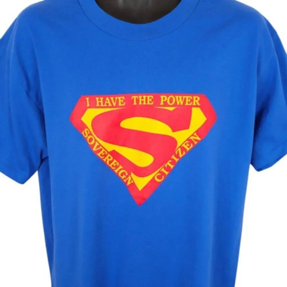 Vintage Sovereign Citizen T Shirt Mens Size Large Blue 90s Made In USA